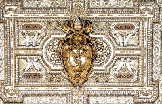 Coat of arms of Pope Paul V, vault of portico of St Peter's Basilica, Rome