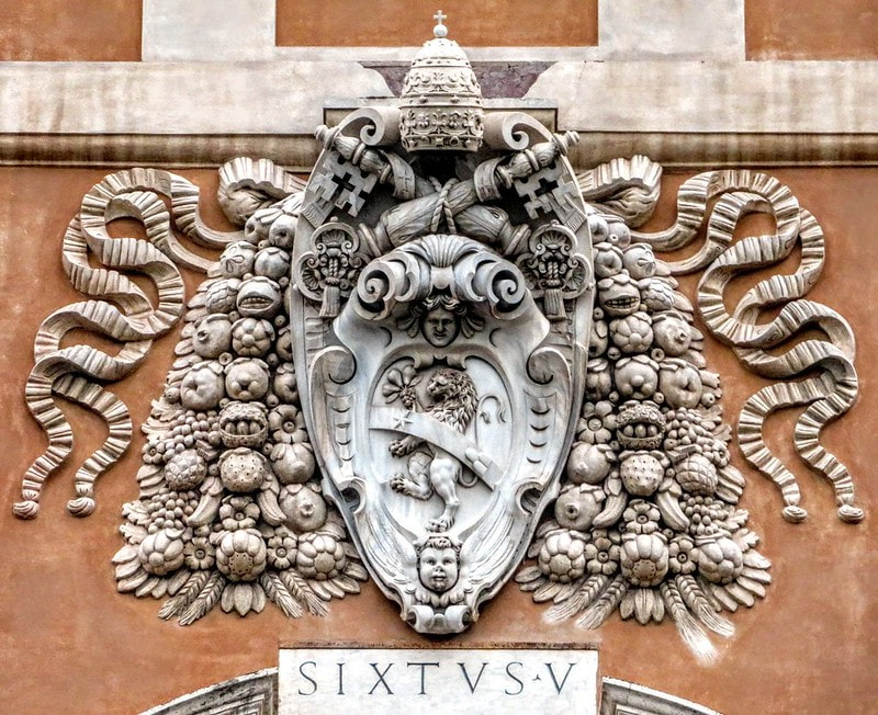 Coat of arms of Pope Sixtus V, Lateran Palace, Rome