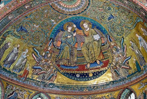 Coronation of the Virgin Mary, 13th century mosaic by Jacopo Torriti, church of Santa Maria Maggiore, Rome