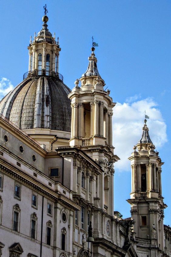 Dome and bell towers of the church of Sant' Agnese in Agone, Rome