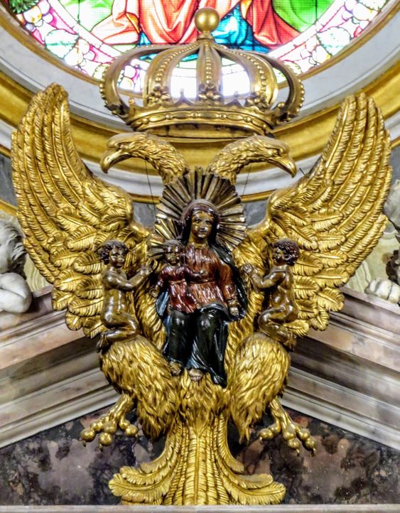 Double-headed Hapsburg eagle with the Virgin and Child flanked by two souls, church of Santa Maria dell' Anima, Rome