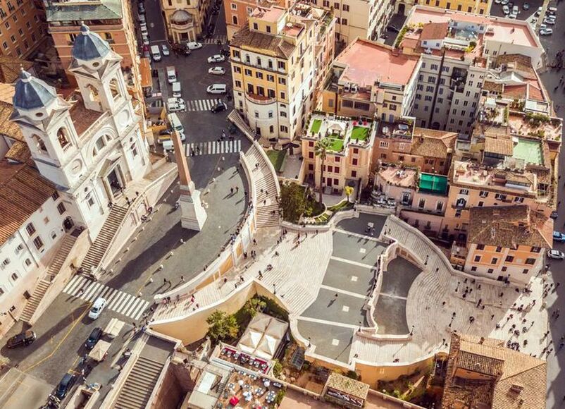An aerial view of the Spanish Steps, Rome