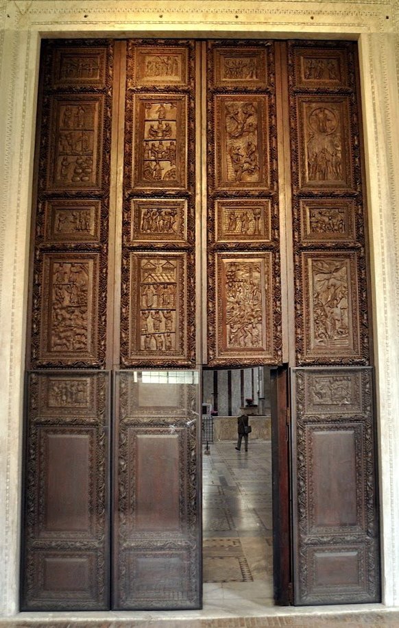 Ancient wooden doors of the church of Santa Sabina, Rome