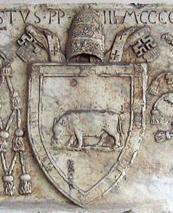 Coat of arms of Pope Callixtus III (r. 1455-58), Ponte Milvio, Rome