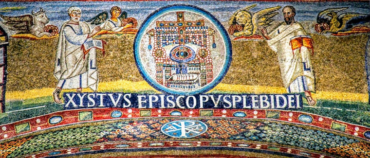 Early 5th century mosaic of the Etimasia, church of Santa Maria Maggiore, Rome