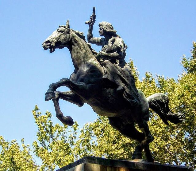 Equestrian statue of Anita Garibaldi by Mario Rutelli (1859-1941), Janiculum Hill, Rome.