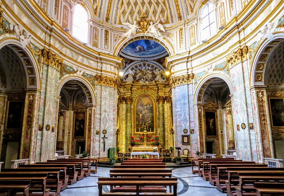 Interior, church of Santissima Trinità degli Spagnoli, Rome