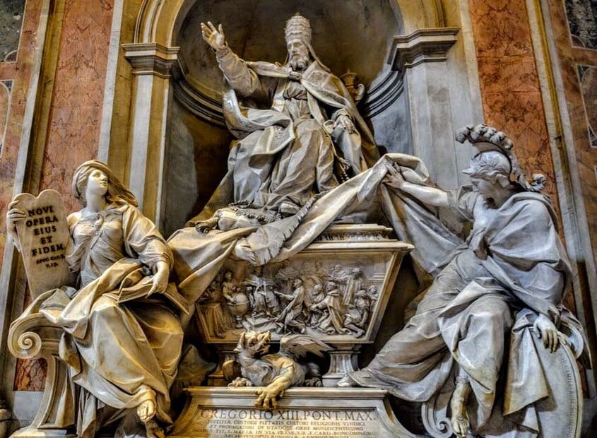 Monument to Pope Gregory XIII (r. 1572-85) by Camillo Rusconi, St Peter's Basilica, Rome