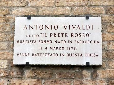 Plaque to Antonio Vivaldi, San Giovanni in Bragora, Venice