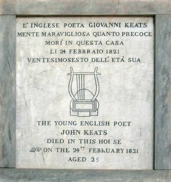 Plaque to John Keats, Keats-Shelley House, Rome