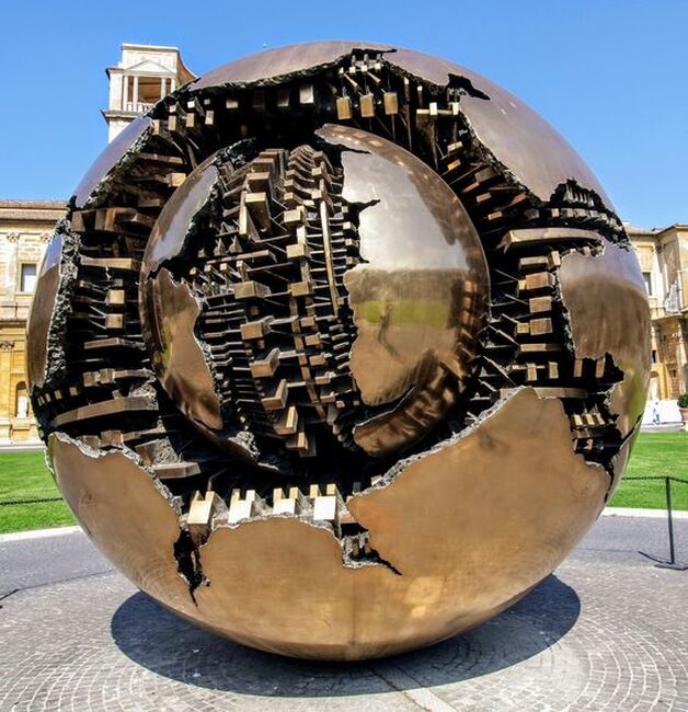 Sphere Within a Sphere, sculpture by Arnaldo Pomodoro, Vatican Museums, Rome