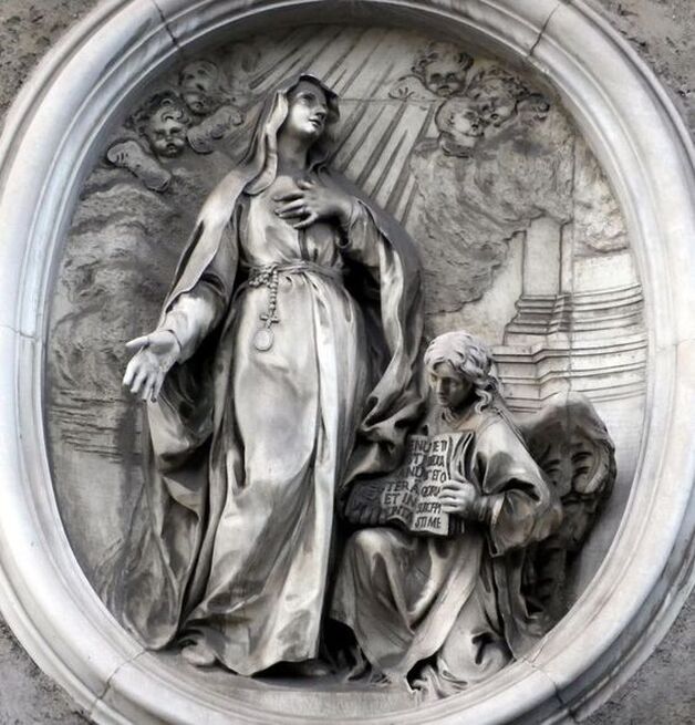 St Frances of Rome and her Guardian Angel (1756), oval tondo by Andrea Bergondi, convent of Santa Maria Annunziata a Tor de’Specchi, Rome