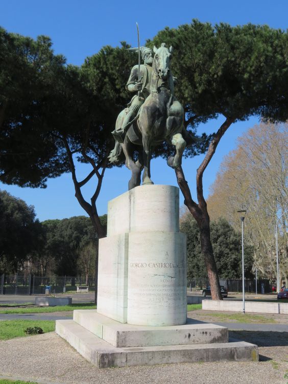 Equestrian statue (1940) of Giorgio Castriota 'Scanderbeg' by Romano Romanelli, Piazza Albania, Rome
