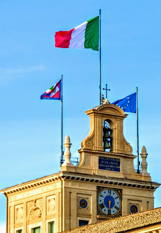 Flags flying at the Palazzo del Quirinale, Rome