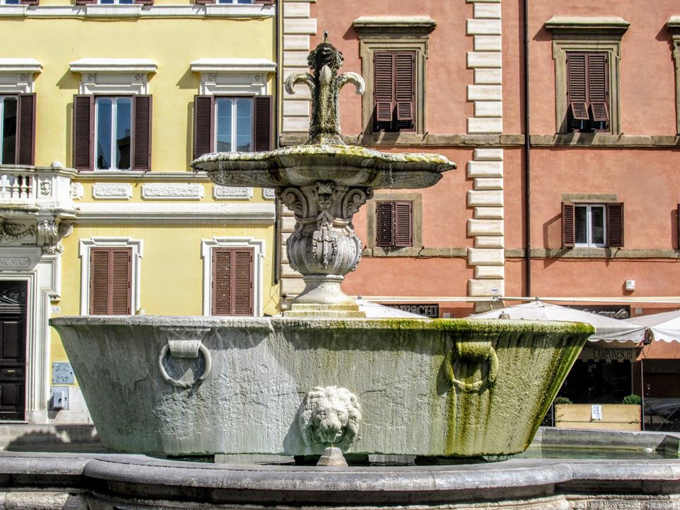 One of the twin fountains in Piazza Farnese, Rome