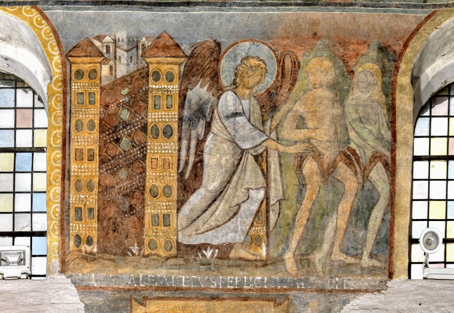 Fresco of the Expulsion from Garden of Eden, church of San Giovanni a Porta Latina, Rome