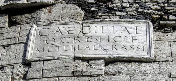 Funerary inscription, Mausoleum of Caecilia Metella, Via Appia, Rome