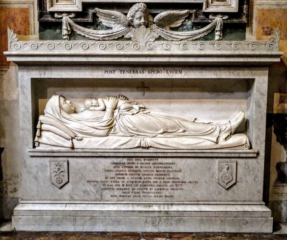 Funerary monument (1857) to Teresa Pelzer by Giuseppe Tenerani, church of Santa Maria del Popolo, Rome