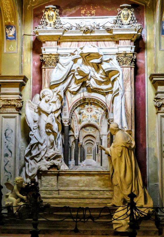 Funerary monument (1929) to Cardinal Mariano Rampolla by Enrico Quattrini, church of Santa Cecilia in Trastevere, Rome
