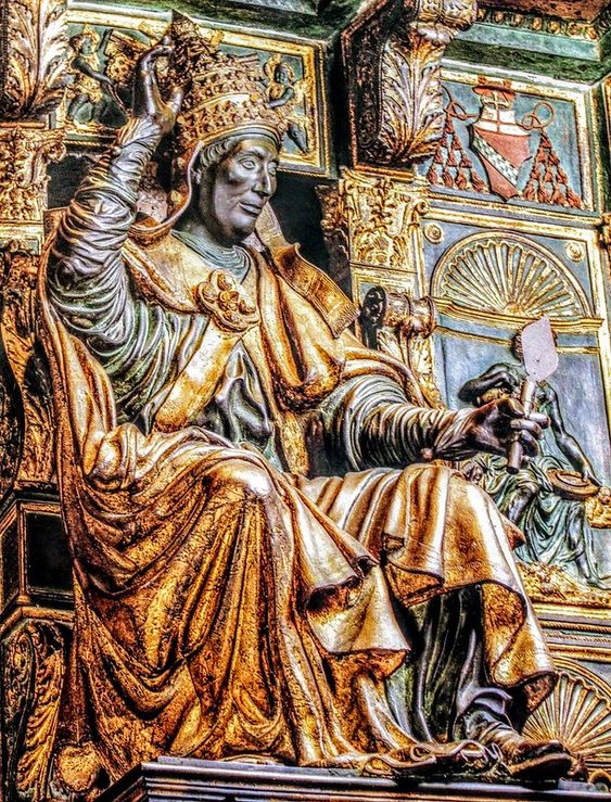A detail of the funerary monument to Pope Innocent VIII by Antonio del Pollaiuolo, St Peter's Basilica, Rome