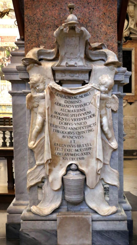Funerary monument to Adriaen Vryburch (1629) by Francois Duquesnoy.  Santa Maria dell' Anima, Rome