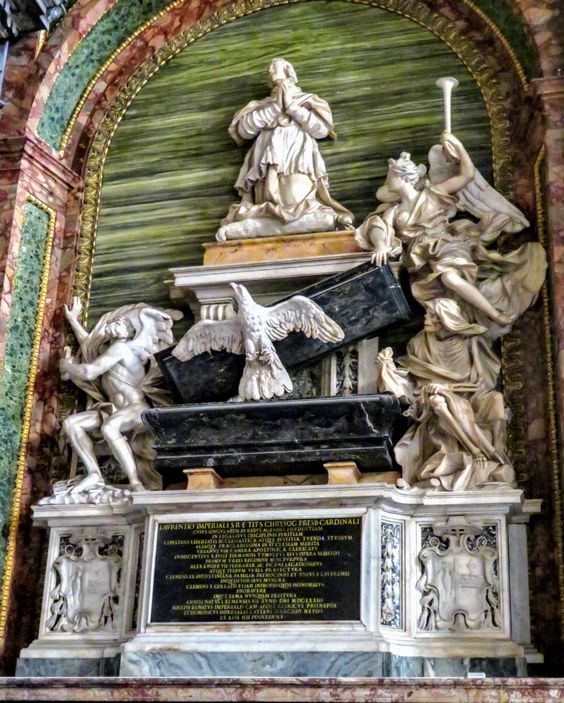 Funerary monument to Cardinal Lorenzo Imperiali (1672) by Domenico Guidi (1625-1701), church of Sant' Agostino, Rome