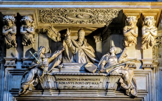 Funerary monument to Pope Innocent X (r. 1644-55), church of Sant' Agnese in Agone, Rome