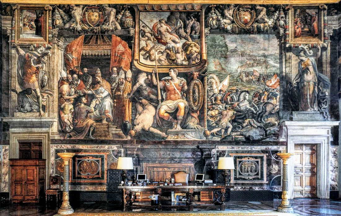 Hall of the Farnese Glories (Sala dei Fasti Farnesiani), frescoes by Salviati, Palazzo Farnese, Rome