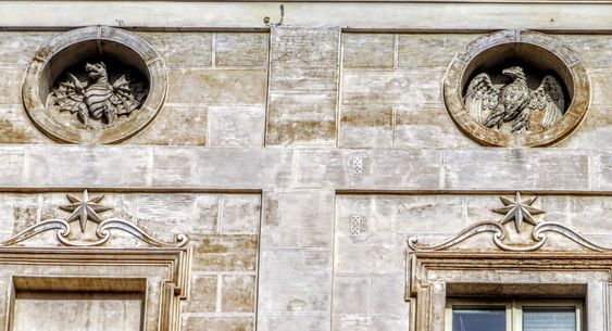 Heraldic arms of Pope Paul V, Palazzo della Sapienza, Rome