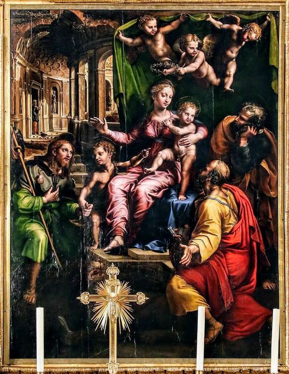 Holy Family and Saints (1522) by Giulio Romano, church of Santa Maria dell' Anima, Rome
