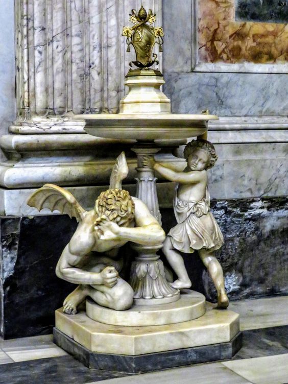 Holy water stoup by Pietro Galli, St Paul's Outside the Walls, Rome