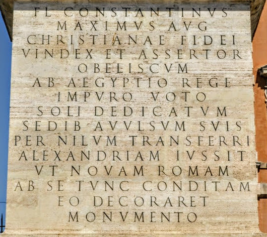 Inscription on west face of the base, Lateran Obelisk, Rome
