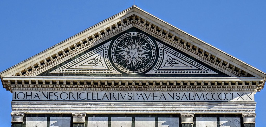Inscription to Giovanni Rucellai, facade of Santa Maria Novella, Florence