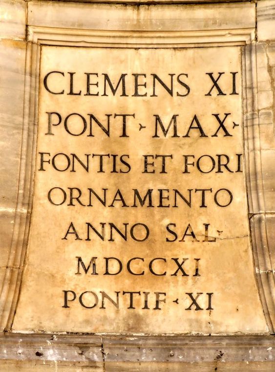 Inscription to Pope Clement XI (r. 1700-21), 'Macuteo' Obelisk, Piazza della Rotonda, Rome