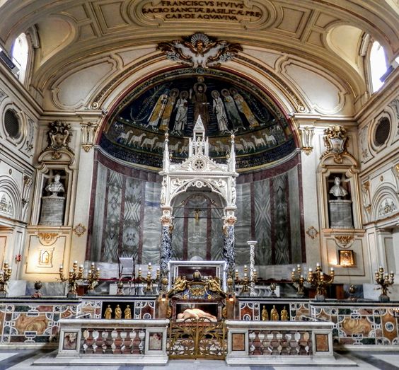 Interior of the church of Santa Cecilia in Trastevere, Rome