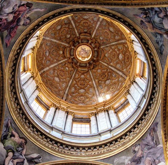 Interior of the dome of the church of San Carlo al Corso, Rome