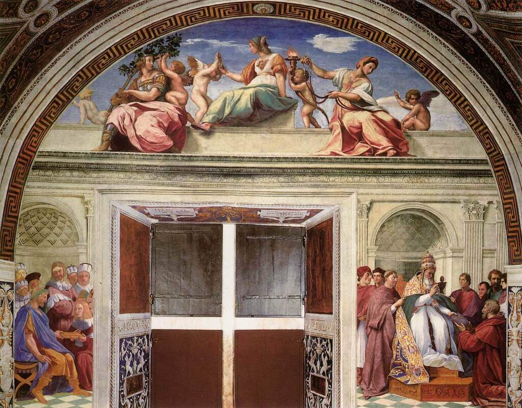 Justice, fresco by Raphael, Stanza della Segnatura, Vatican Museums, Rome