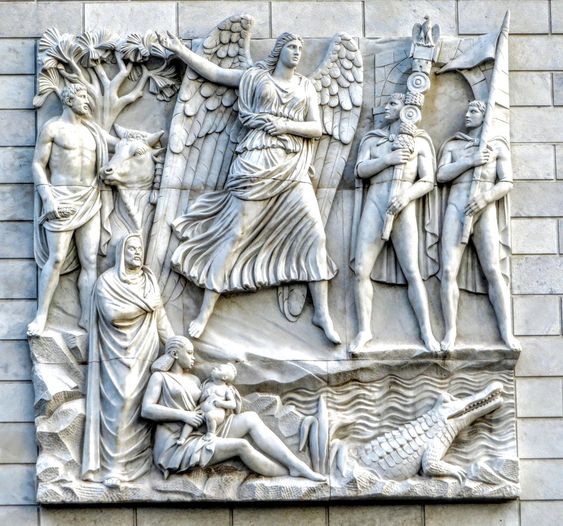 L'Impero fascista (The Fascist Empire), bas-relief (1941) by the sculptor Quirino Ruggeri (1883-1955), Palazzo dell' INA, EUR, Rome