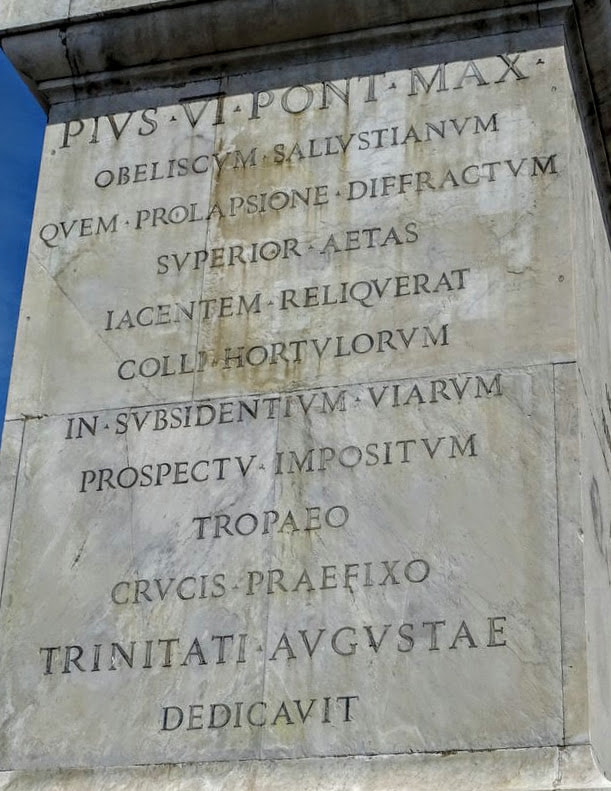 Latin Inscription, Sallustiano Obelisk, Rome
