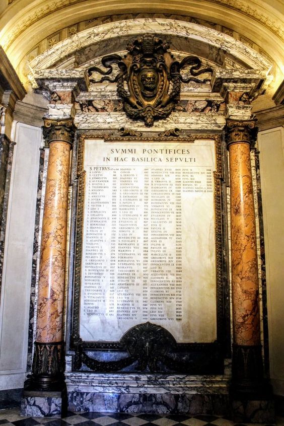 List of all the popes buried in St Peter's Basilica, Rome