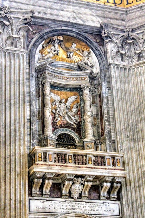 Loggia above statue of St Veronica, St Peter's Basilica, Rome