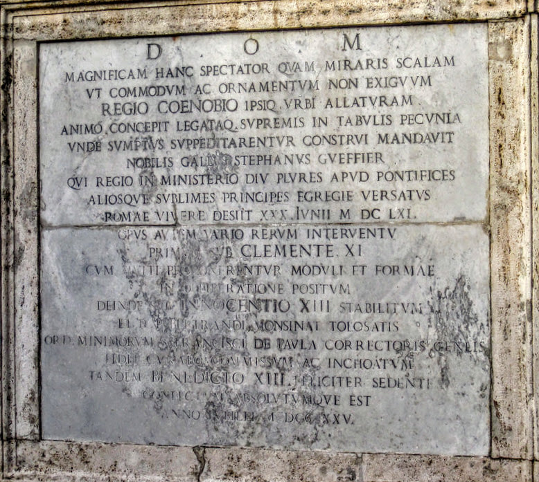 Lower inscription, Spanish Steps, Rome