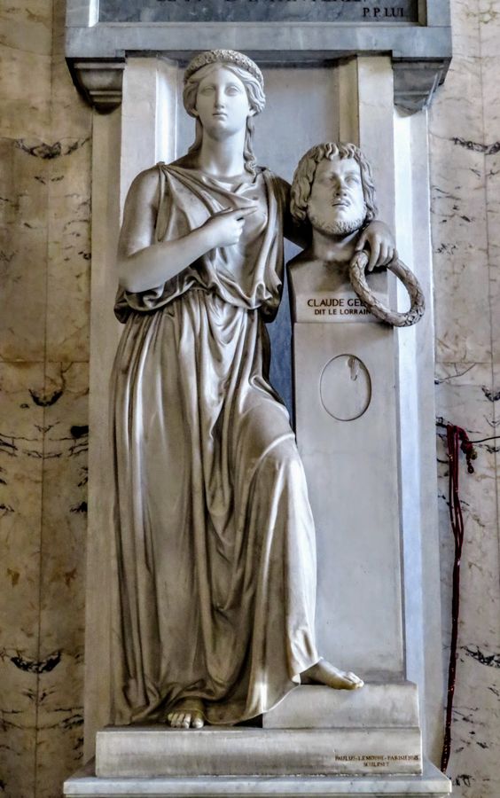 Monument to the painter Claude Lorrain (1600-1682) by Paul Le Moyne (1784-1883), church of San Luigi dei Francesi, Rome.