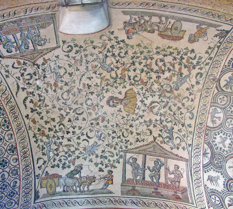 Mosaic of a grape harvest, church of Santa Costanza, Rome