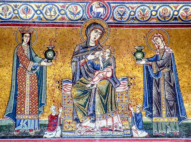 Mosaic of the Virgin and Child, Facade of Santa Maria in Trastevere, Rome
