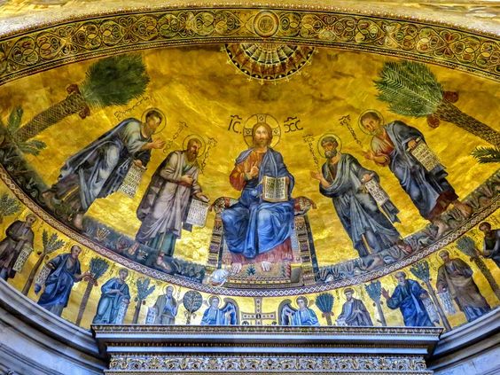 Mosaics in the apse of the church of San Paolo fuori le Mura, Rome
