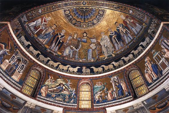 Mosaics in the apse of the church of Santa Maria in Trastevere, Rome.