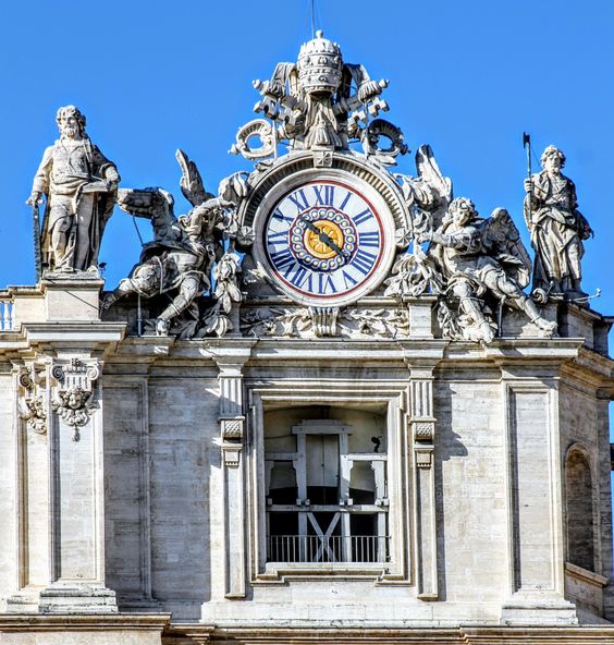 North clock, facade of St Peter's Basilica, Rome