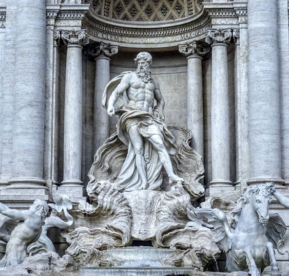 'Oceanus', statue by Pietro Bracci, Trevi Fountain, Rome