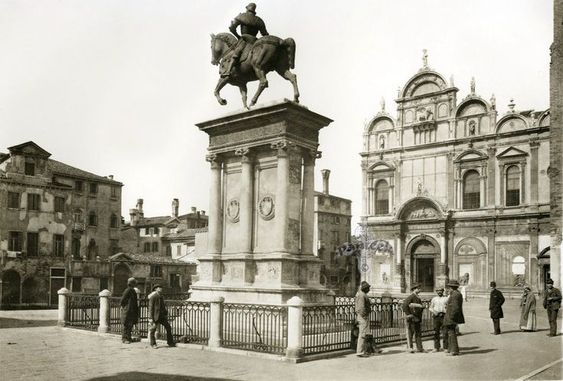 Old photo (1891), Equestrian statue of Bartolomeo Colleoni, Venice